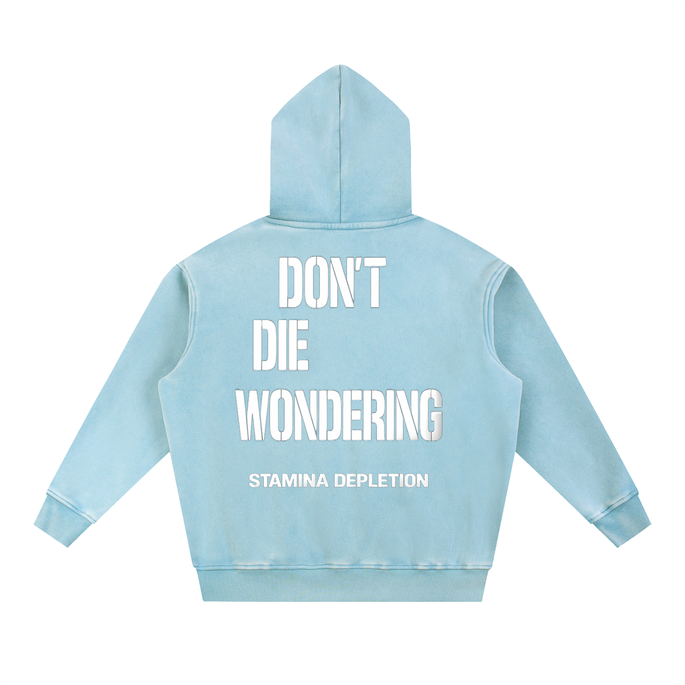 Snow Wash Fleece Oversize Stamina depletion “Don’t Die Wondering”hoodie.
