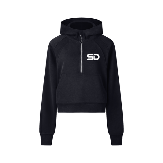 Stamina Depletion Cropped Half-Zip Hoodie