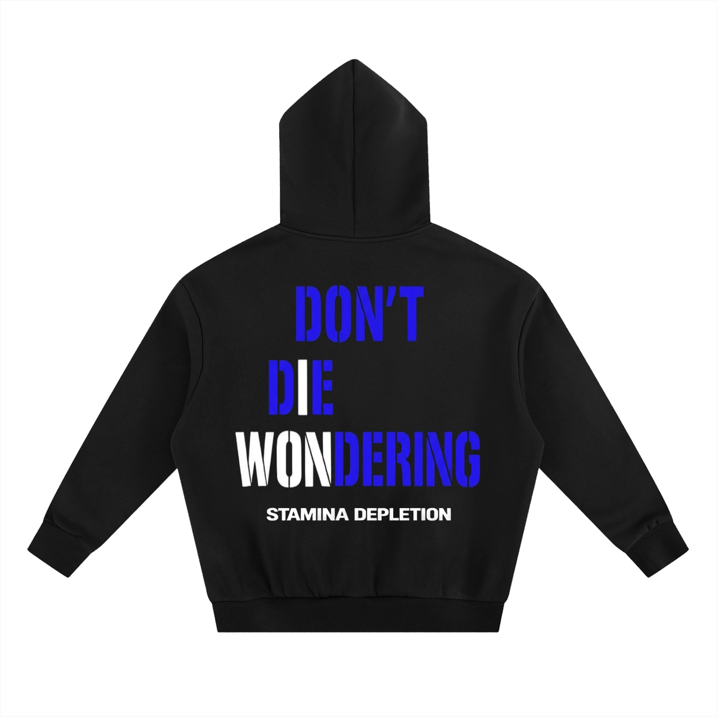 Stamina Depletion “Don’t Die Wondering” Heavyweight Boxy Fleece Hoodie — Blue